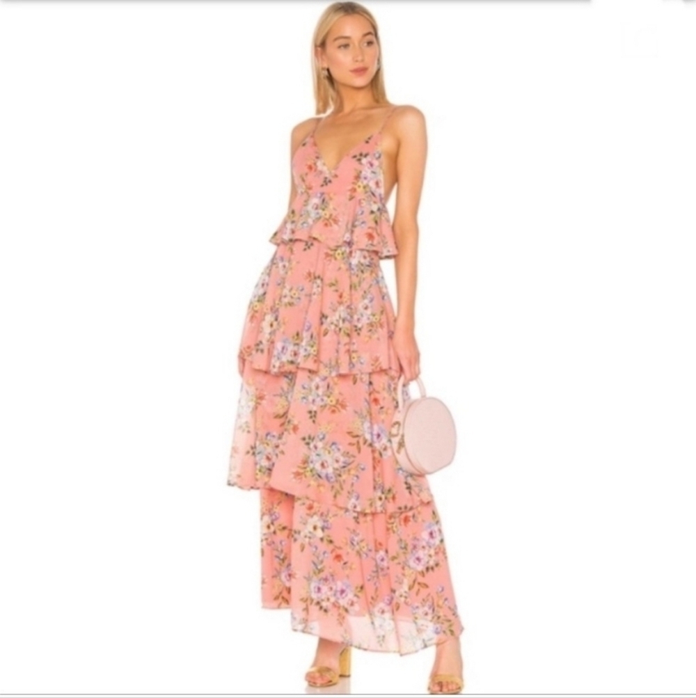 House of Harlow x Revolve Nel Dress Floral Tier Ruffle Spaghetti Strap Small